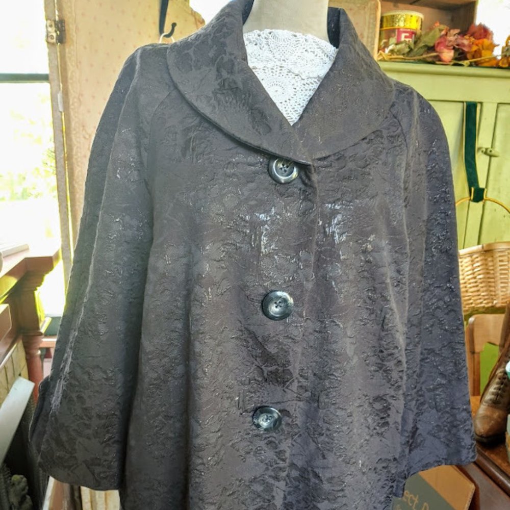 Rafaella Black Brocade Jacket with Metallic threads shimmer Size Woman's 1X